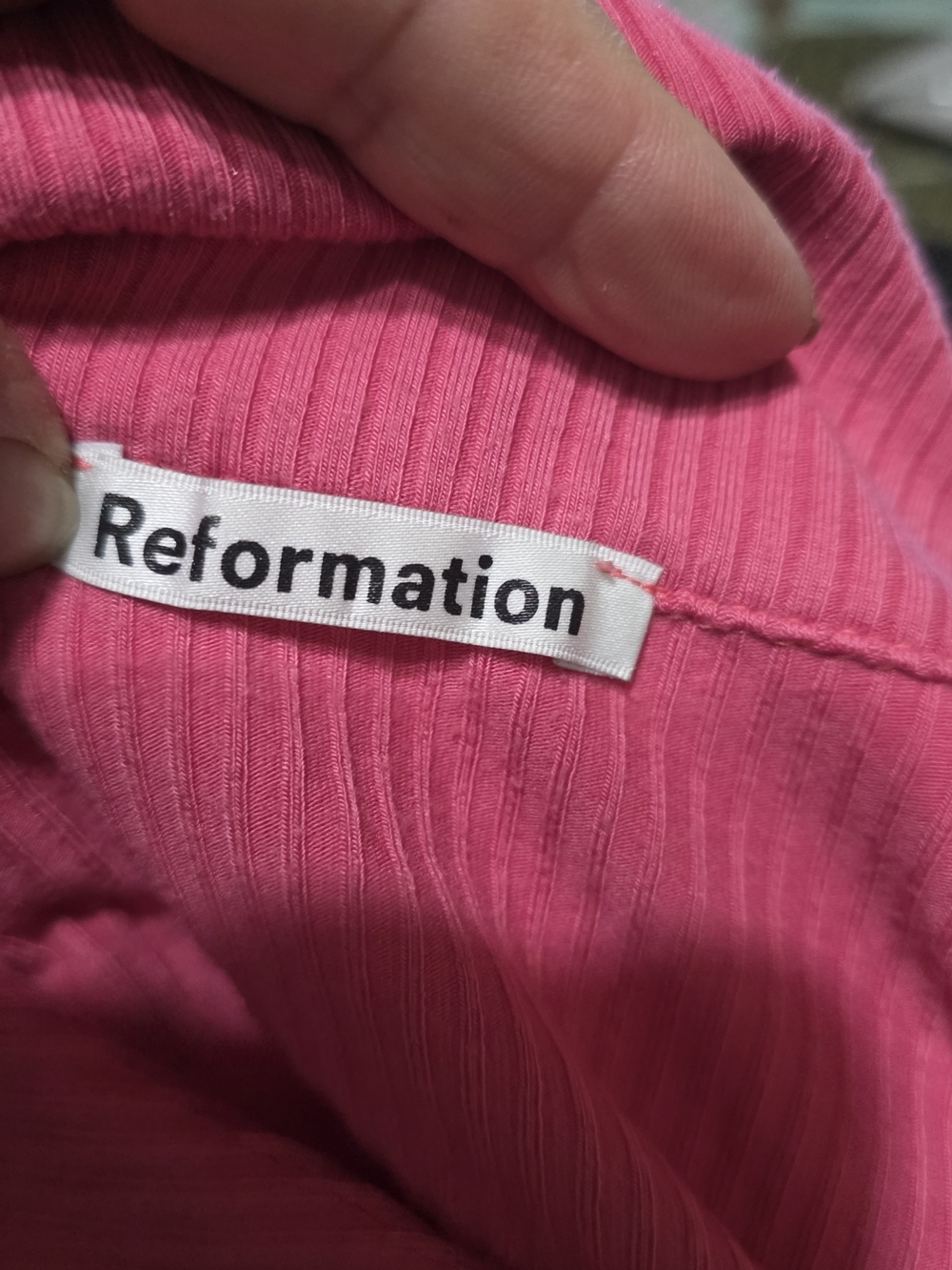 Reformation Pink Ribbed Ruched Button-Front Crop Shirt - Picture 3 of 5